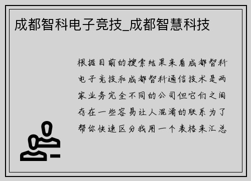 成都智科电子竞技_成都智慧科技